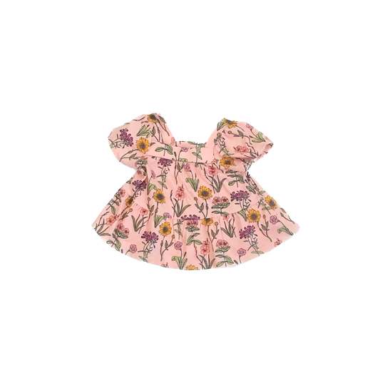 Children's Place Girls Peach Floral Short Sleeve Shirt Size: 12-18 Months Peach Floral
