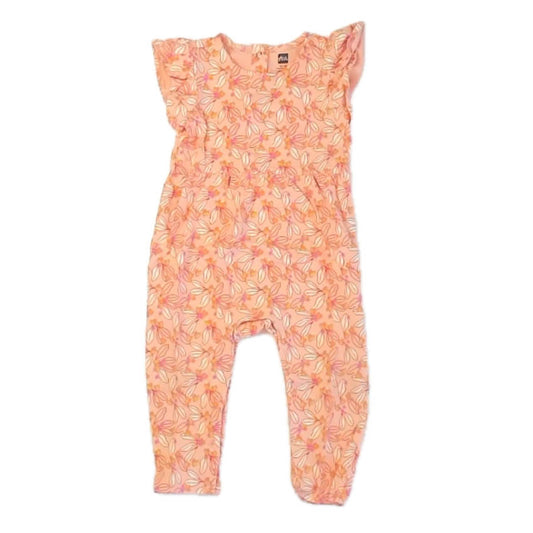 Tea Collection Girls Peach Floral Long Sleeve Outfit Size: 12-18 Months Peach Floral