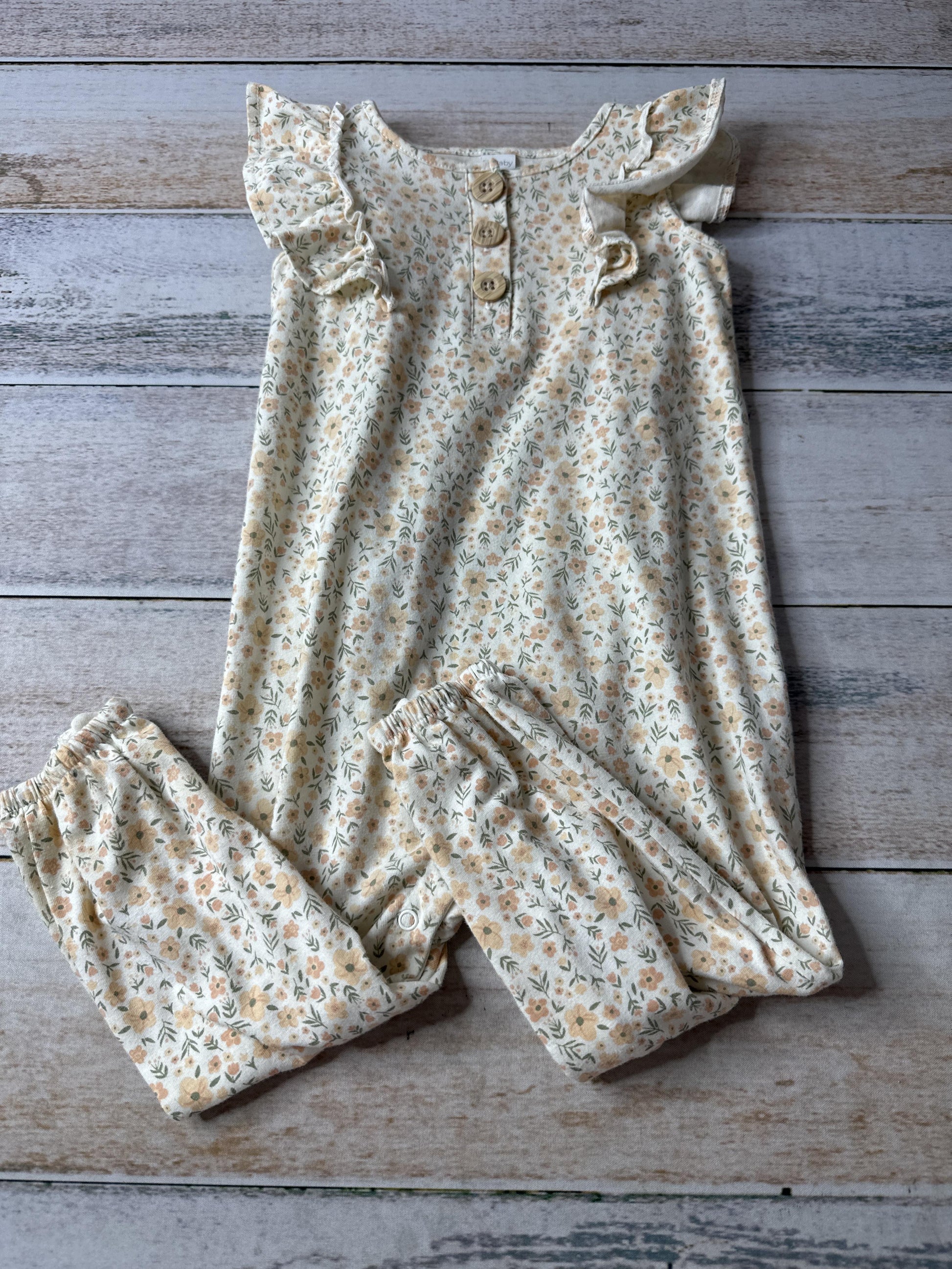 PL Baby Girls Peach | Flowers Romper Size: 24 months Peach | Flowers