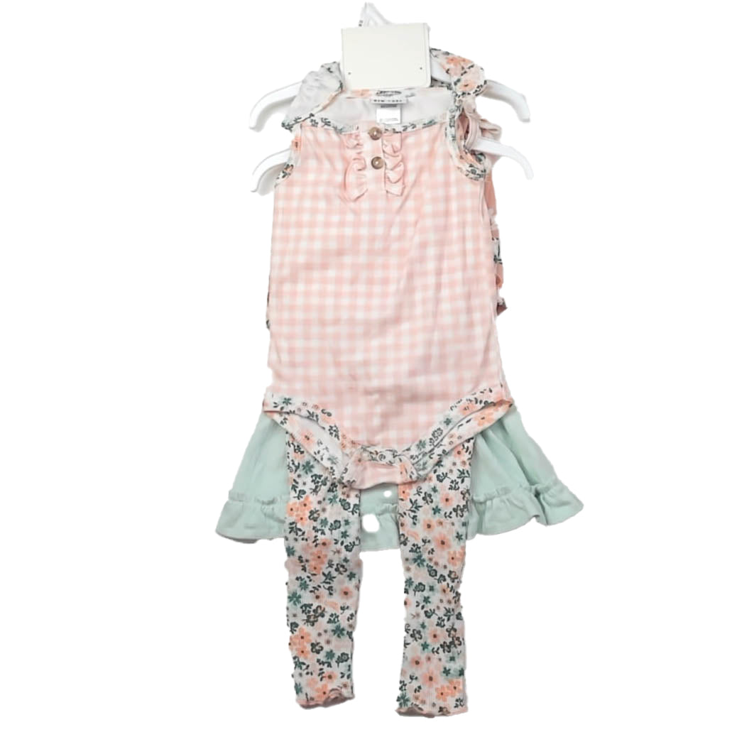 Nicole Miller Girls Peach | Green Floral Apparel Sets Size: 24 Months Peach | Green Floral