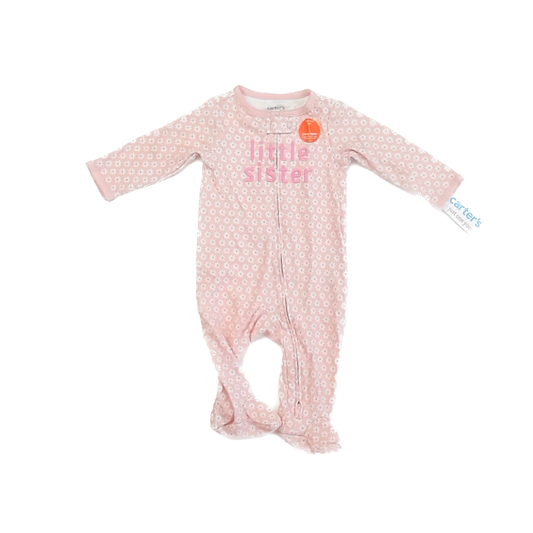 Carter's Girls Peach "Little Sister" 1-piece footed Pajamas Size: 6 Months Peach "Little Sister"