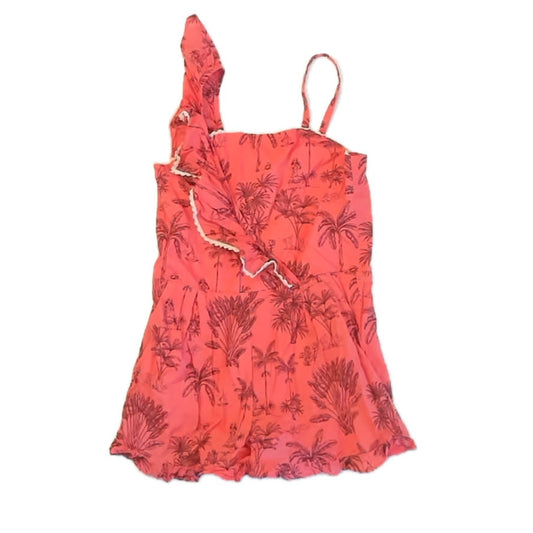 Janie and Jack Girls Peach Palm Trees Romper Size: 6 Years Peach Palm Trees