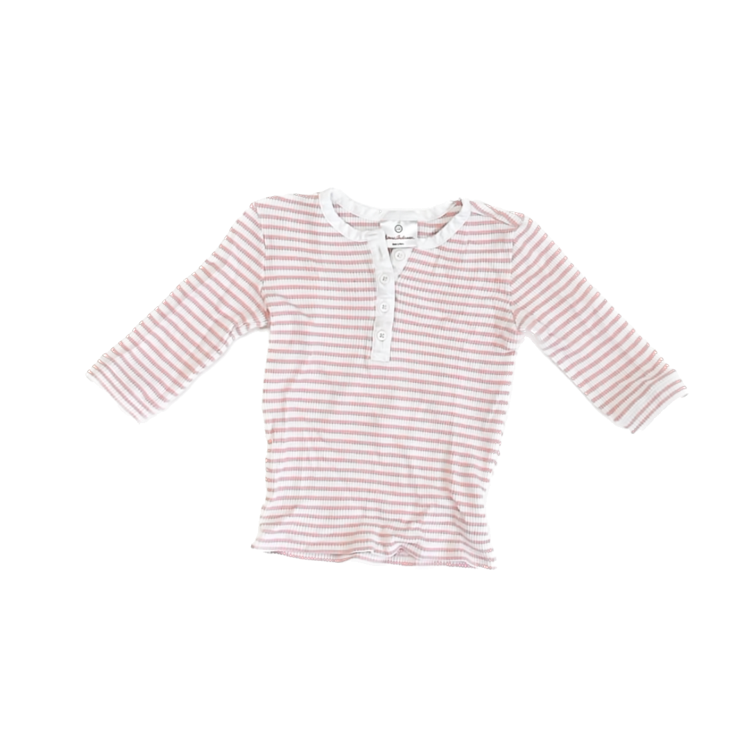 Hanna Andersson Girls Peach Striped Long Sleeve Shirt Size: 4-5T Peach Striped