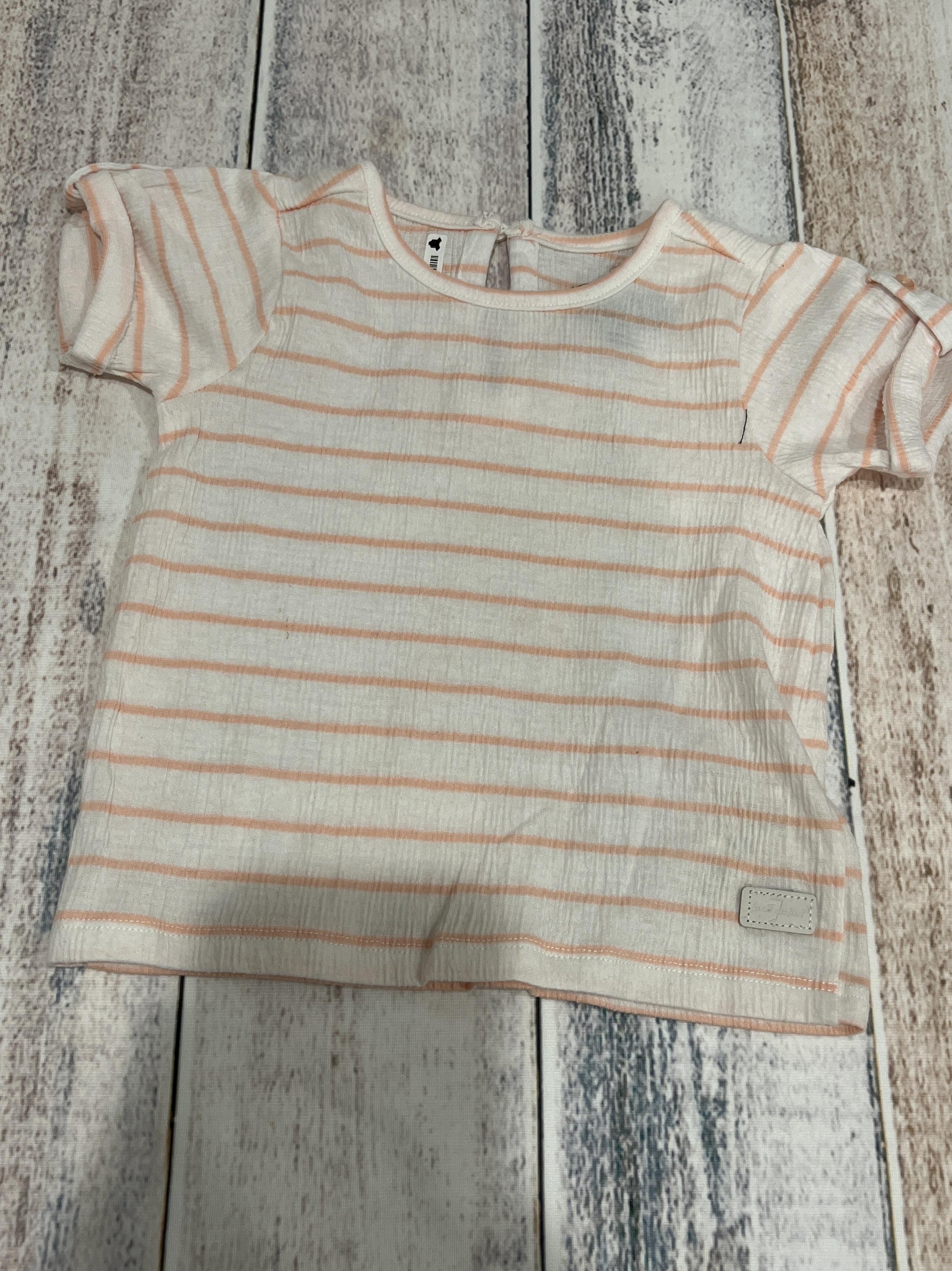 7 For All Mankind Girls Peach | White | Stripe T-Shirt Size: 2T Peach | White | Stripe