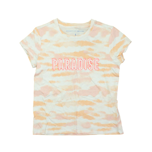 Rockets Of Awesome Girls Peach | White T-Shirt Size: 8 Years