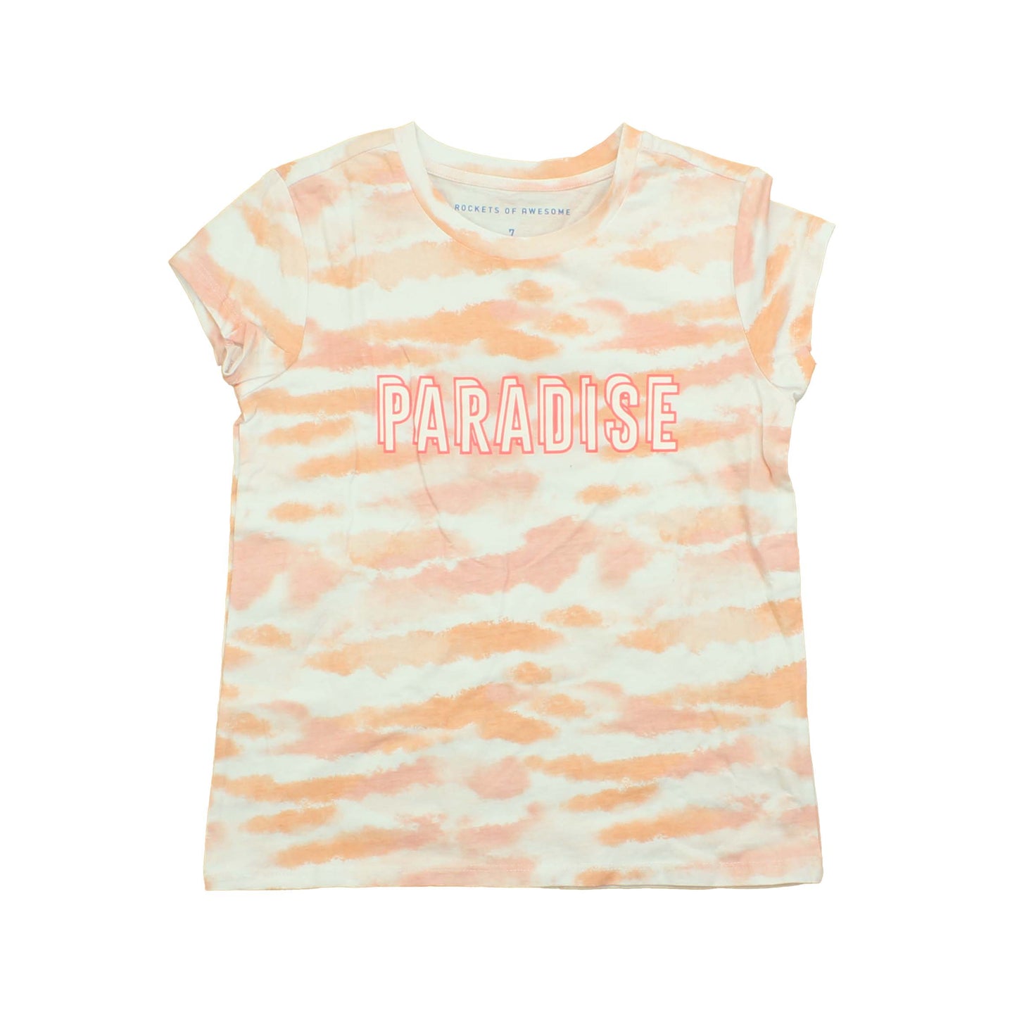 Rockets Of Awesome Girls Peach | White T-Shirt Size: 7 Years