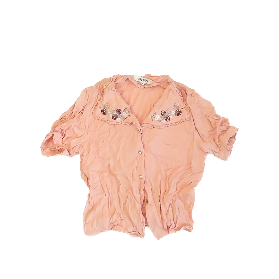 Simple Retro Girls Peach Blouse Size: xs Peach
