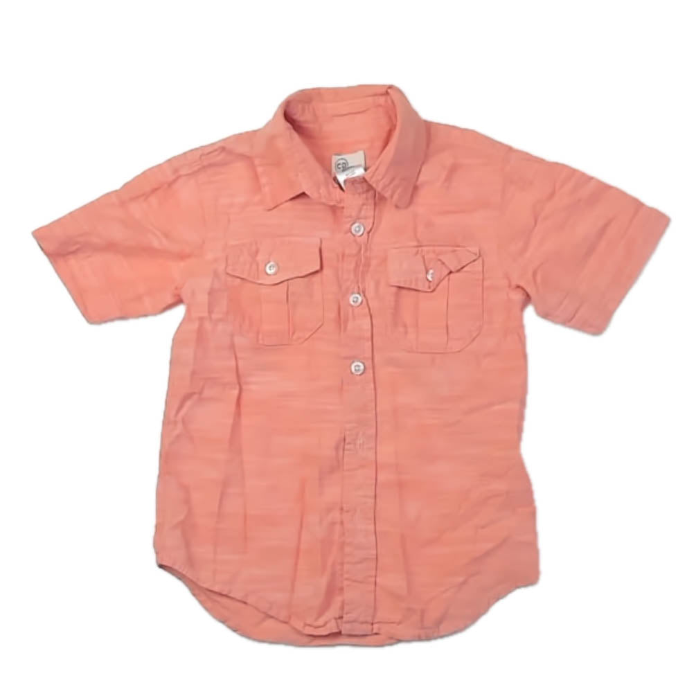 Copper Denim Girls Peach Button Down Short Sleeve Size: 5T Peach