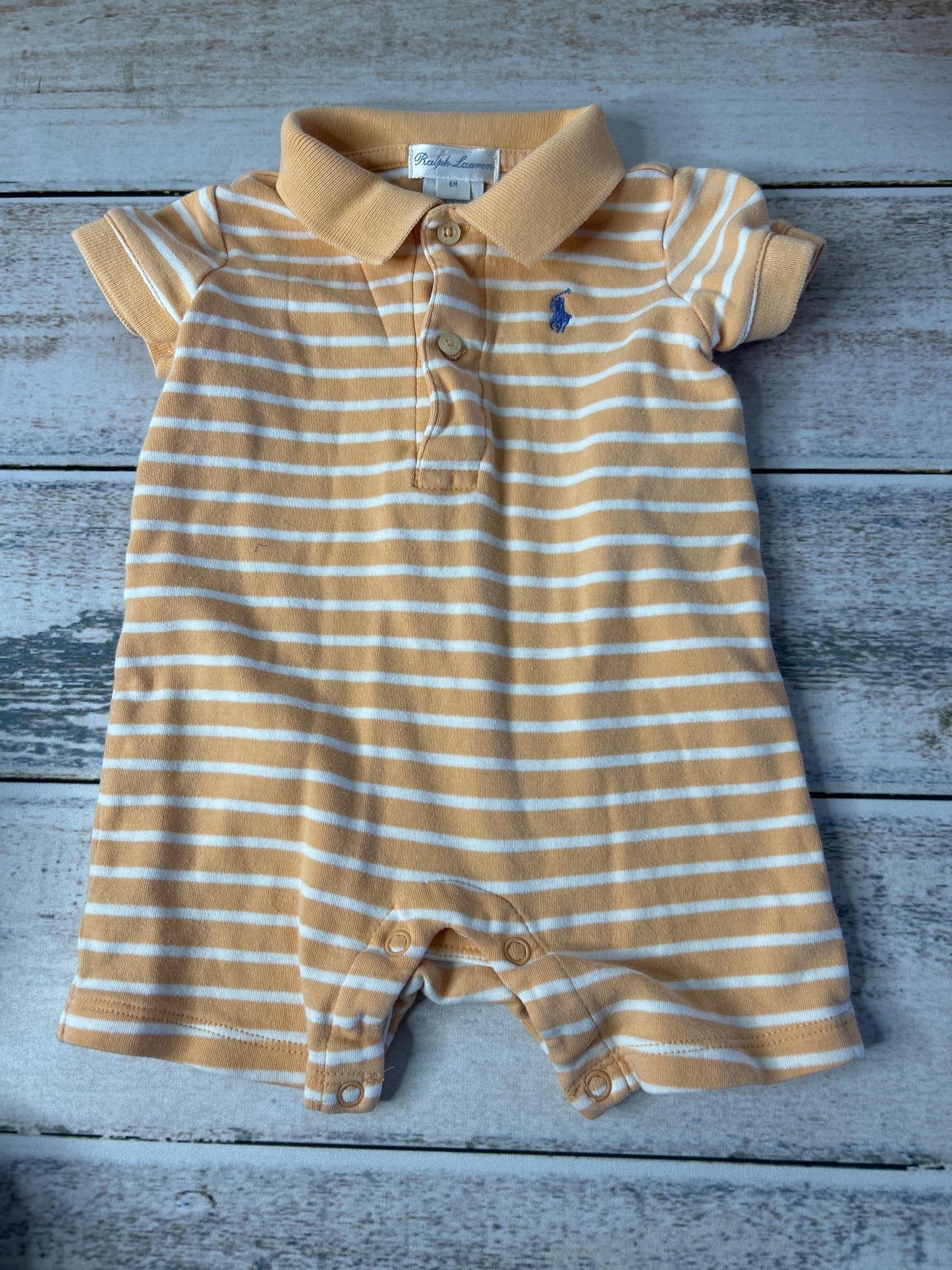 Unisex Peach Romper Size: 6 Peach