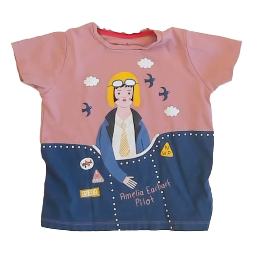 Piccolina Girls Pink Amelia Earhart T-Shirt Size: 5T Pink Amelia Earhart
