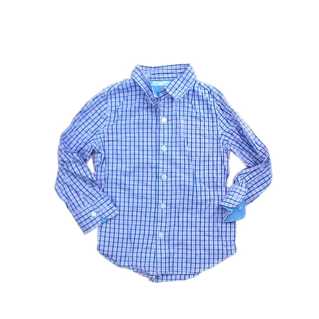 Rockets Of Awesome Boys Pink and Purple Plaid Button Down Long Sleeve Size: 4 - 5 Years Pink and Purple Plaid