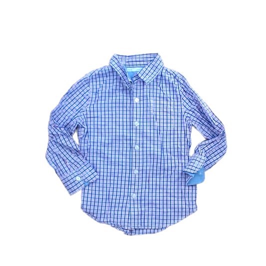 Rockets Of Awesome Boys Pink and Purple Plaid Button Down Long Sleeve Size: 4 - 5 Years Pink and Purple Plaid