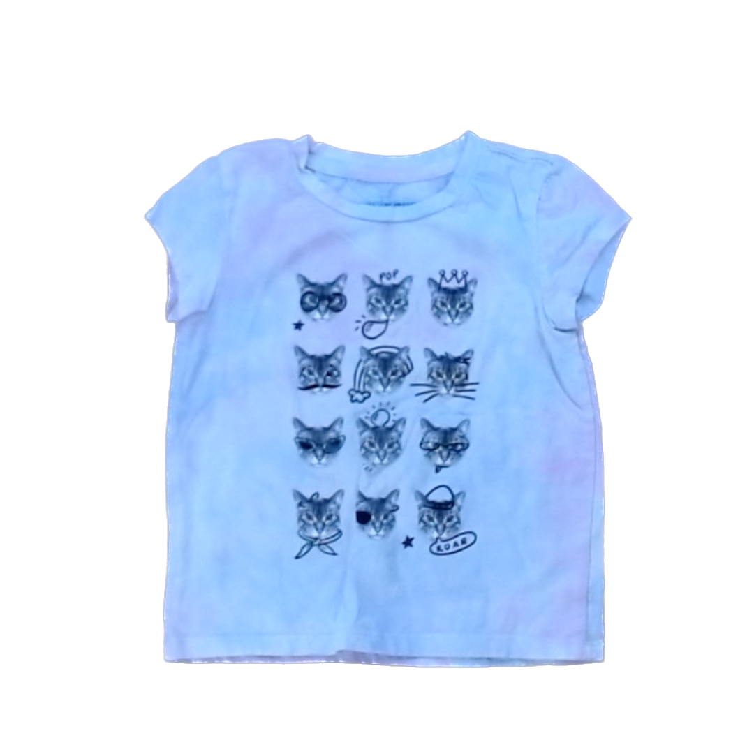 Rockets Of Awesome Girls Pink and Purple Tie-Dye | Cats Short Sleeve Shirt Size: 4T - 7 Years Pink and Purple Tie-Dye | Cats