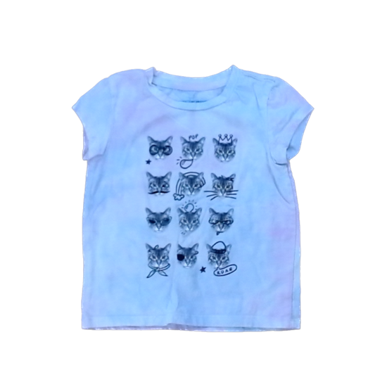 Rockets Of Awesome Girls Pink and Purple Tie-Dye | Cats Short Sleeve Shirt Size: 4T - 7 Years Pink and Purple Tie-Dye | Cats