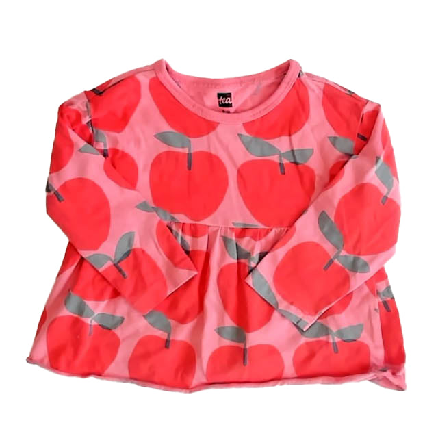 Tea Collection Girls Pink Apple Long Sleeve Shirt Size: 9-12 Months Pink Apple