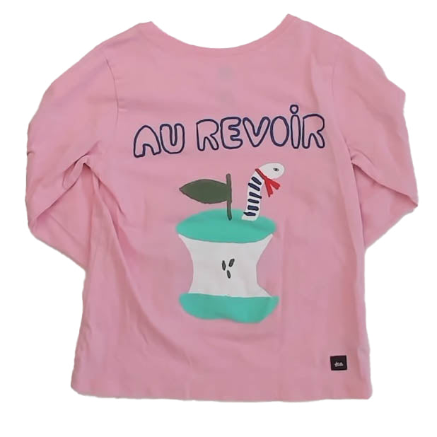 Tea Collection Girls Pink Apple Long Sleeve T-Shirt Size: 4T Pink Apple