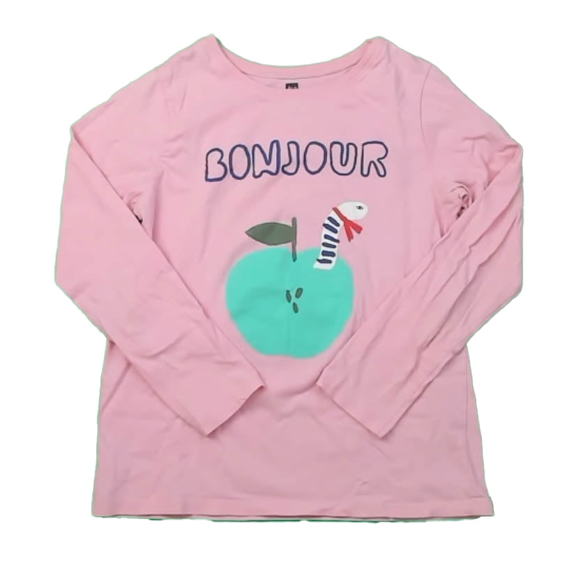 Tea Collection Girls Pink Apple Long Sleeve T-Shirt Size: 12 Years Pink Apple