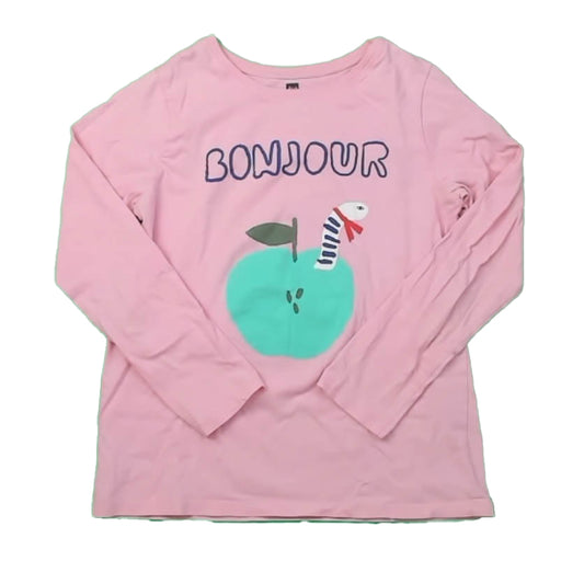 Tea Collection Girls Pink Apple Long Sleeve T-Shirt Size: 12 Years Pink Apple