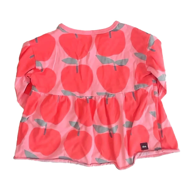 Tea Collection Girls Pink Apple Long Sleeve Shirt Size: 9-12 Months Pink Apple