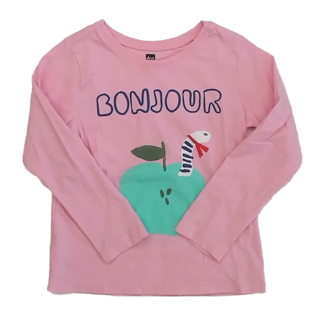 Tea Collection Girls Pink Apple Long Sleeve T-Shirt Size: 4T Pink Apple