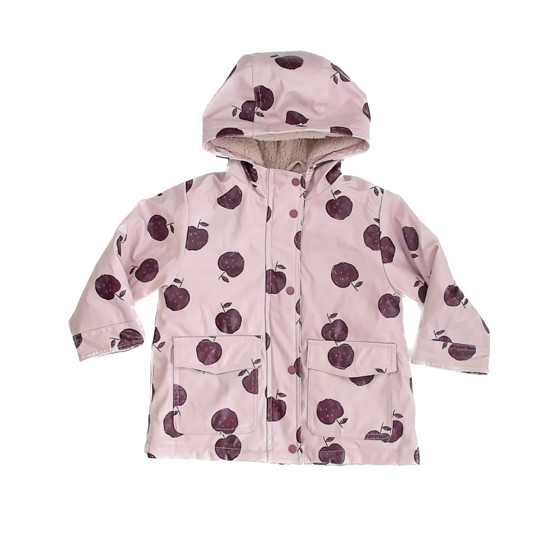 Zara Girls Pink Apples Rain Coat Size: 3-4T Pink Apples