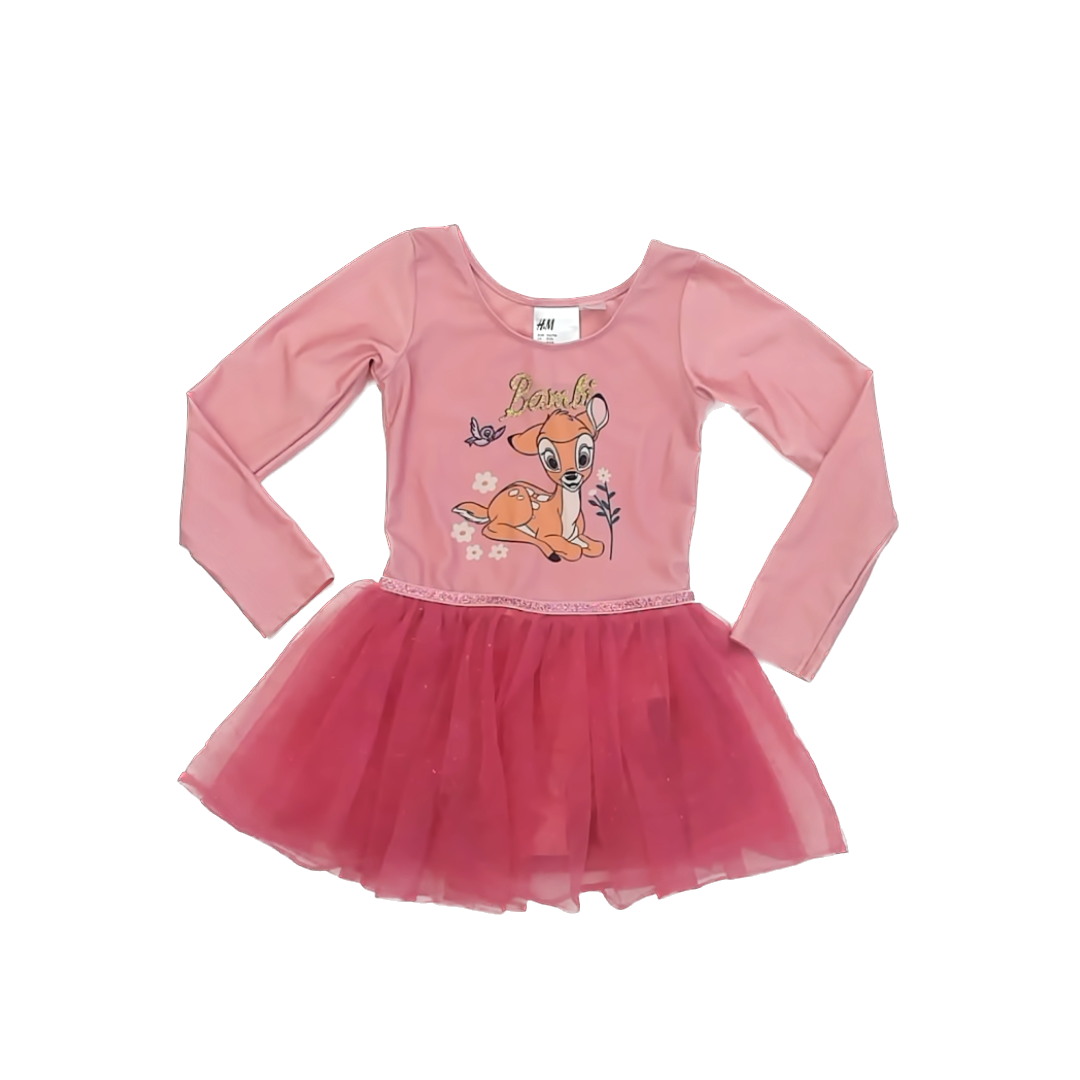Disney Girls Pink Bambi Dress Size: 5-6 Years Pink Bambi