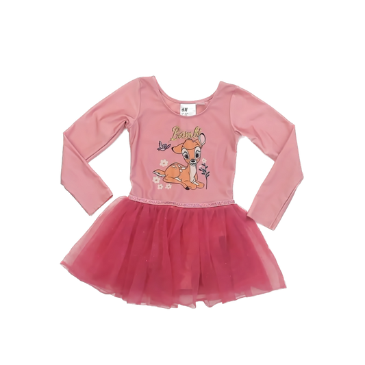Disney Girls Pink Bambi Dress Size: 5-6 Years Pink Bambi