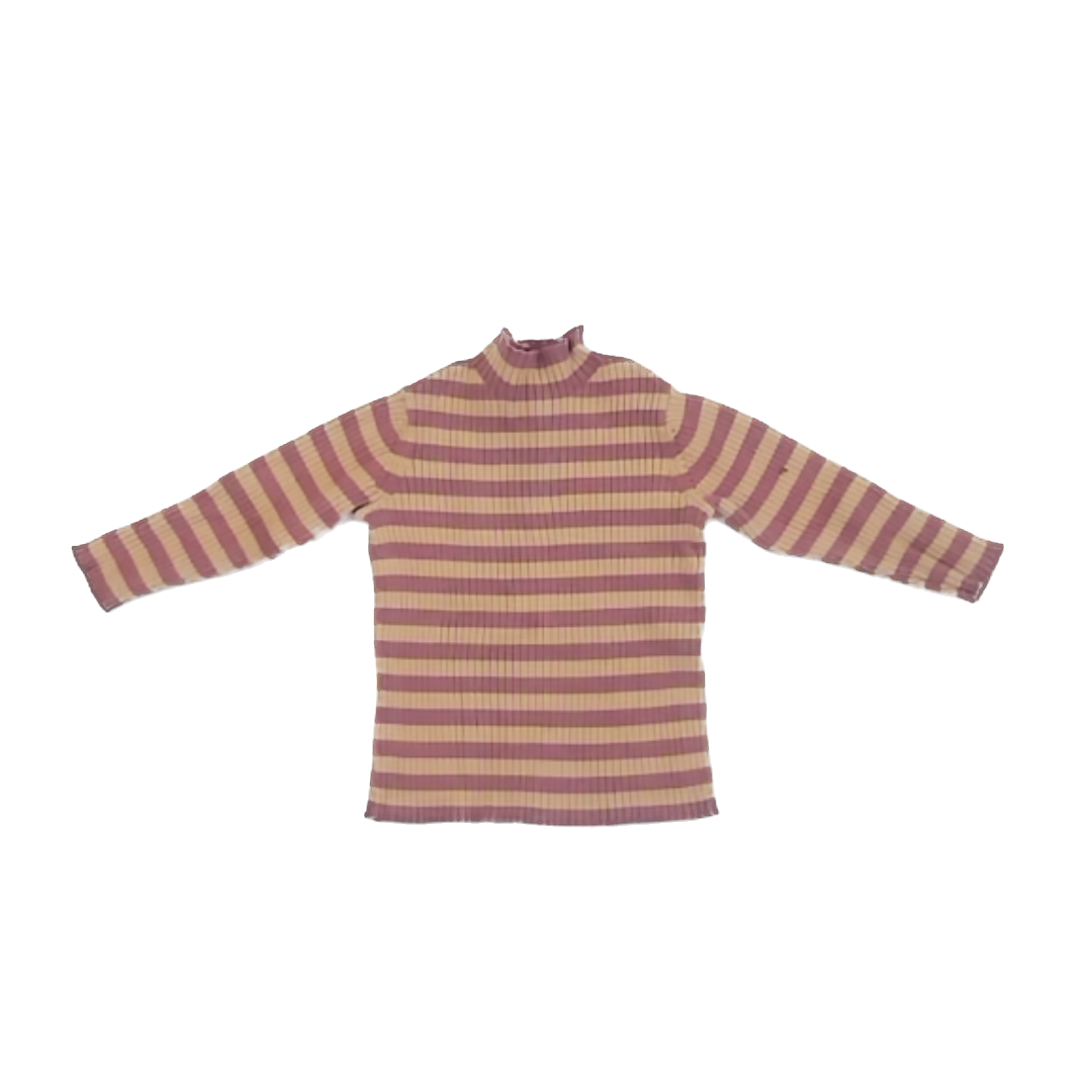Zara Girls Pink | Beige Stripe Long Sleeve Shirt Size: 9-12 Months Pink | Beige Stripe