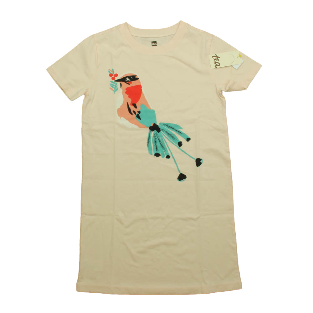 Tea Girls Pink Bird Dress Size: 7 Years Pink Bird