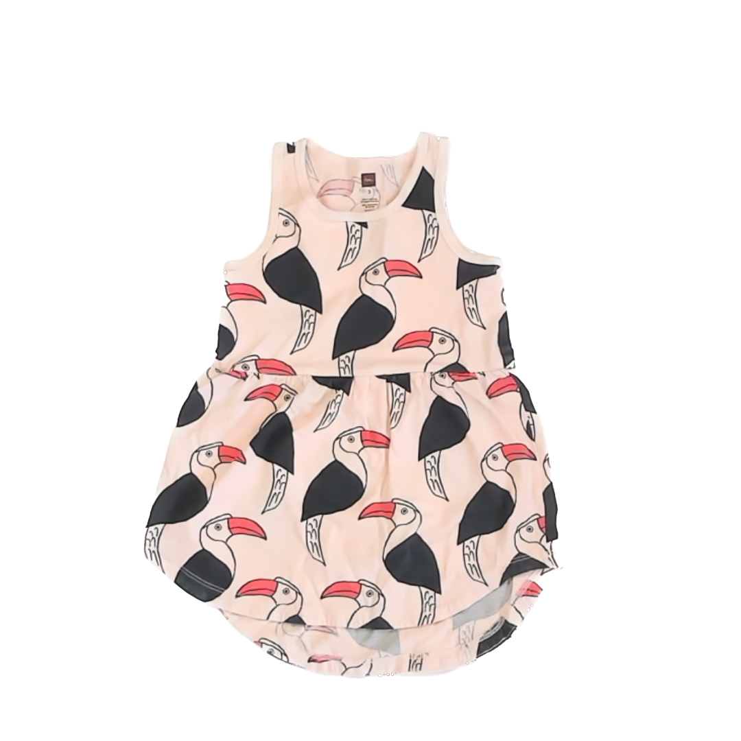 Tea Collection Girls Pink | Bird Dress Size: 3T Pink | Bird