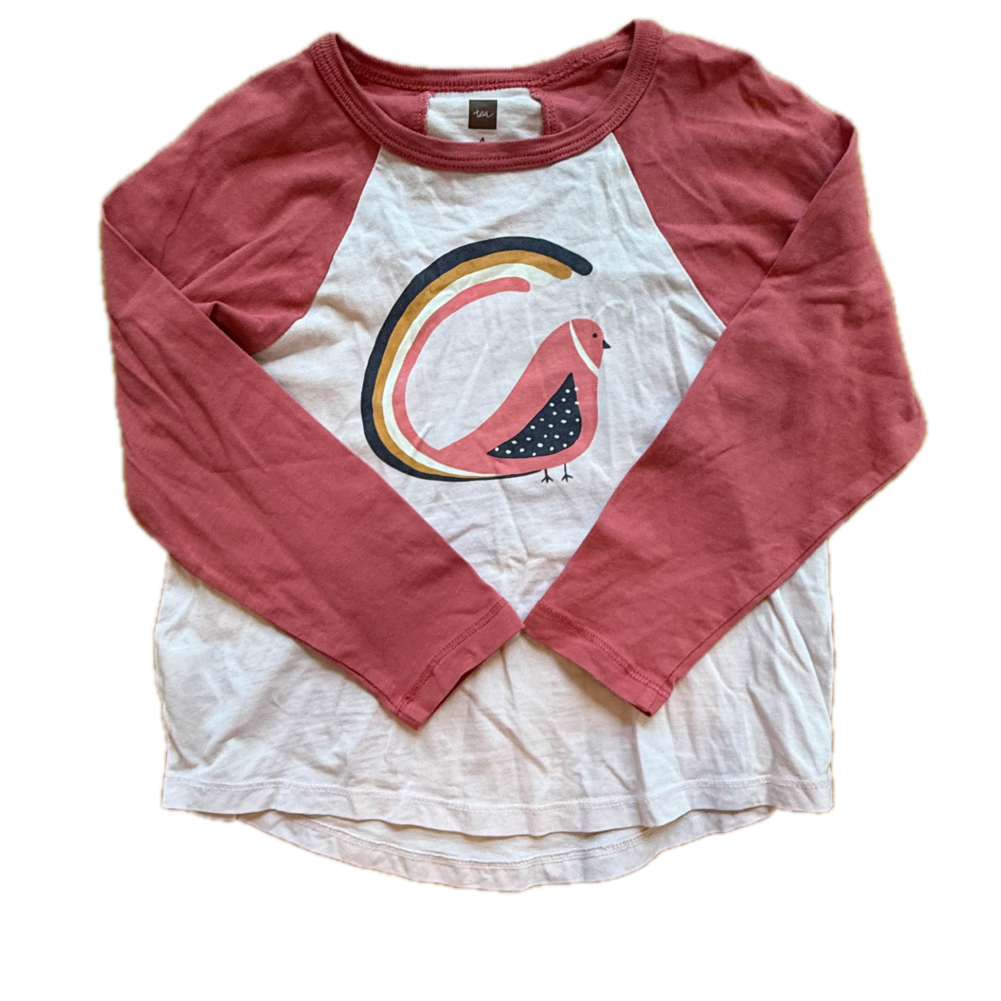 Tea Collection Girls Pink Bird Long Sleeve T-Shirt Size: 4T Pink Bird