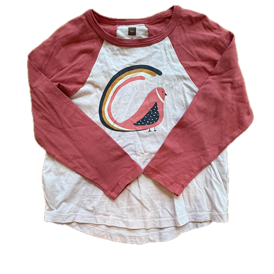 Tea Collection Girls Pink Bird Long Sleeve T-Shirt Size: 4T Pink Bird