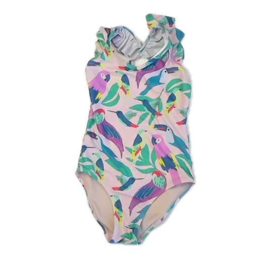 Tea Collection Girls Pink Birds 1-piece Swimsuit Size: 8 Years Pink Birds