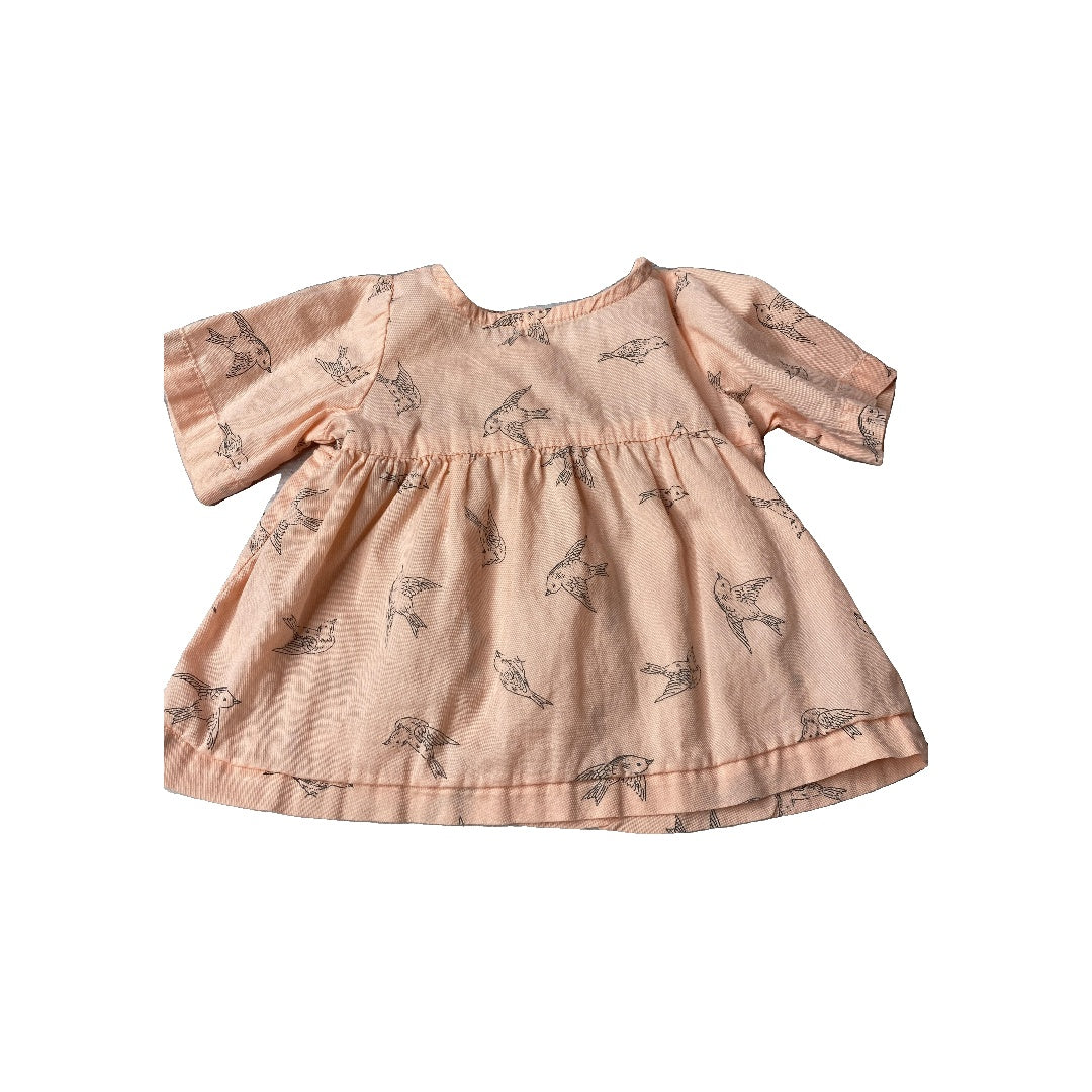Old Navy Girls pink | Black | Birds Dress Size: 3-6 months pink | Black | Birds