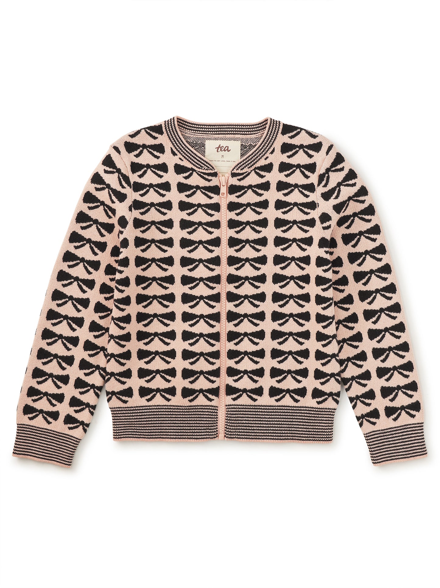 Tea Collection Girls Pink | Black Bows Cardigan Size: 6-9 Months Pink | Black Bows