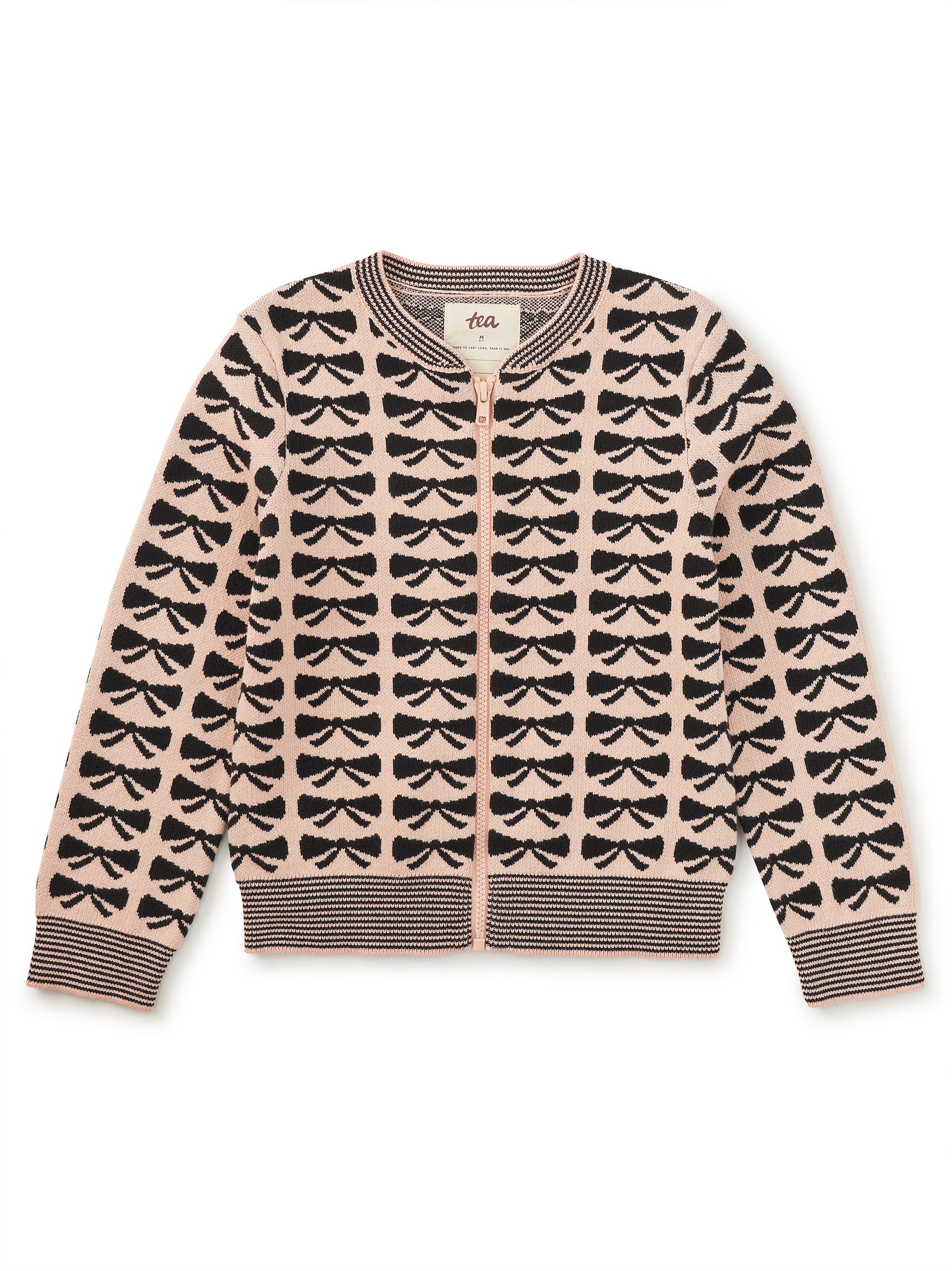 Tea Collection Girls Pink | Black Bows Cardigan Size: 6-9 Months Pink | Black Bows