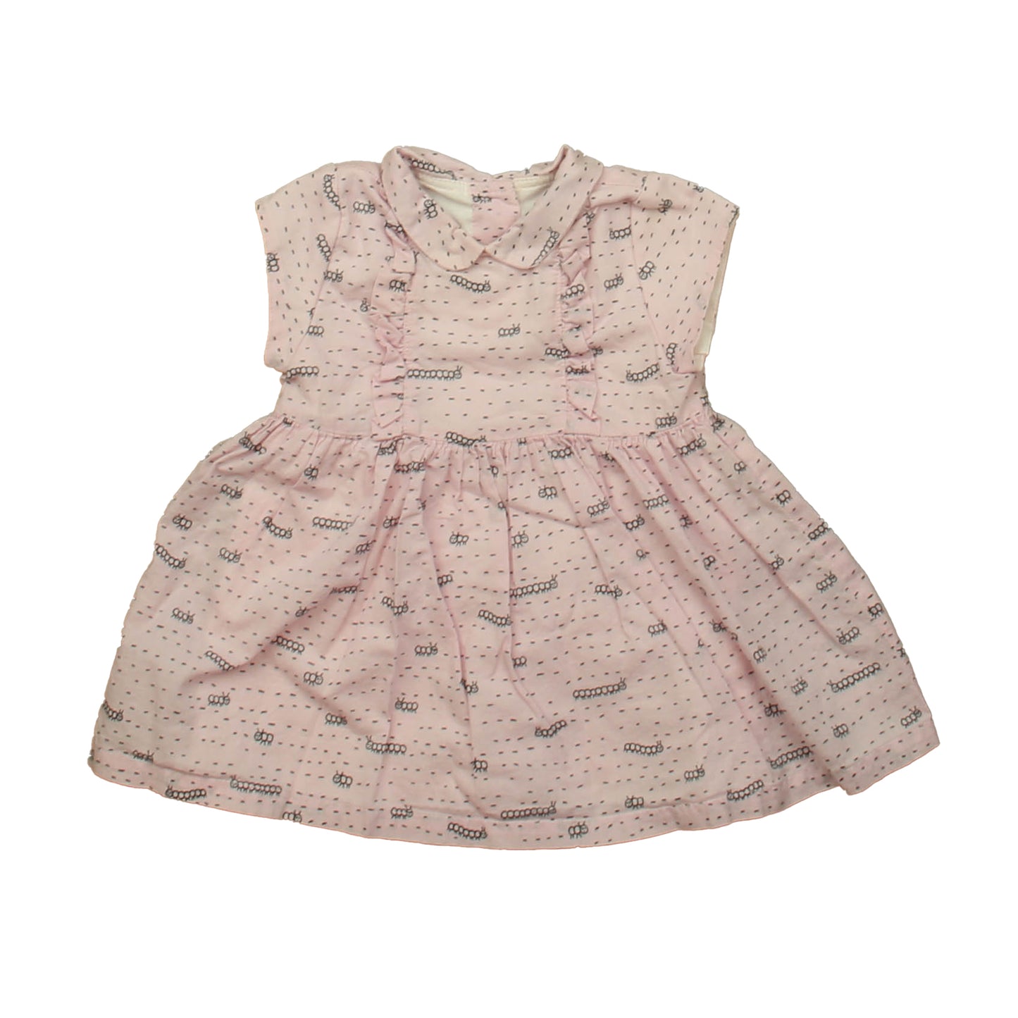 P'Tit Filou Girls Pink | Black Caterpillars Dress Size: 3 Months Pink | Black Caterpillars