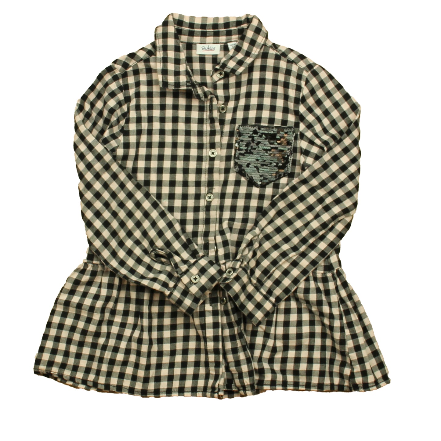 Blukids Girls Pink | Black Check Blouse Size: 5-6 Years Pink | Black Check