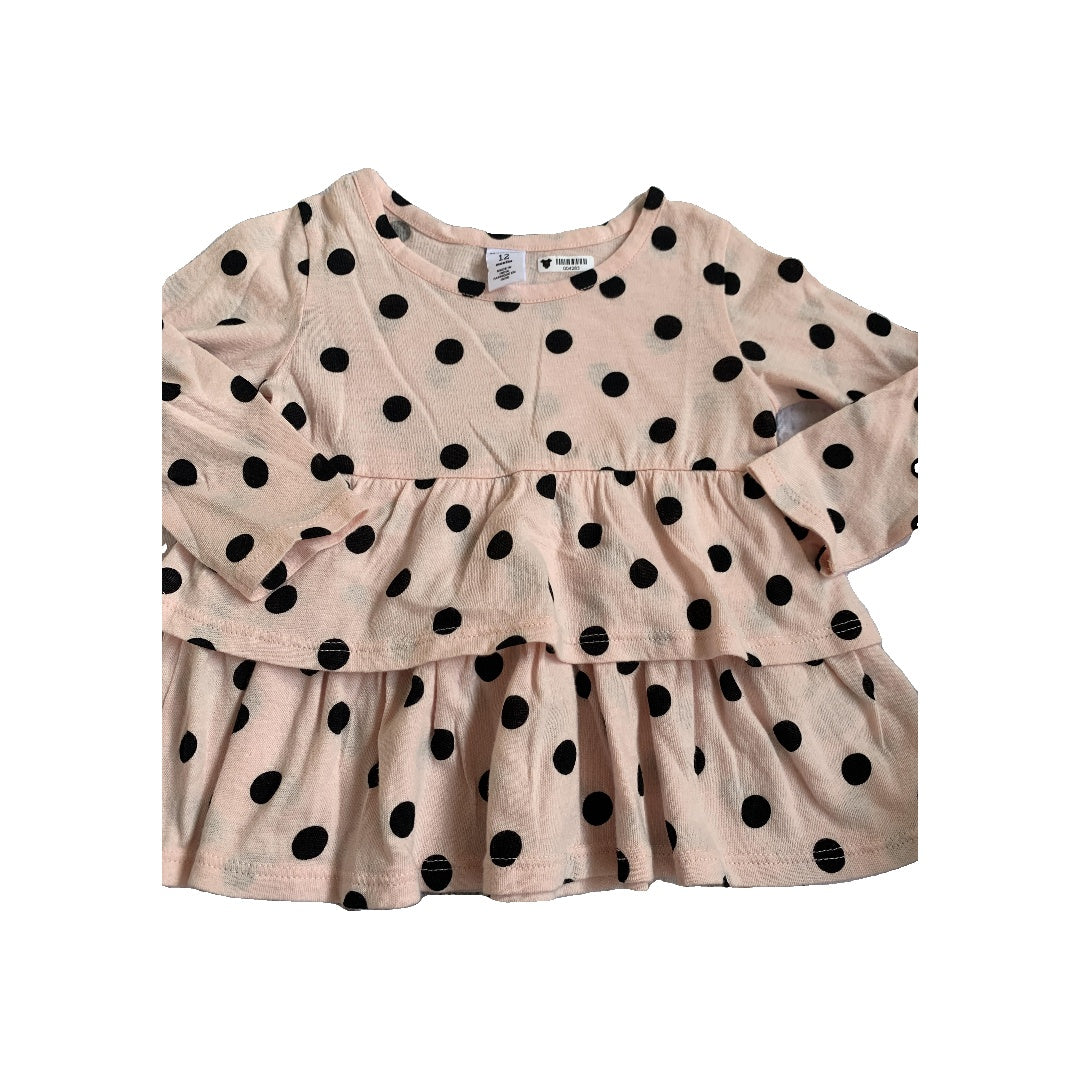Harper Canyon Girls pink | Black | polka dot Shirt Size: 12M pink | Black | polka dot