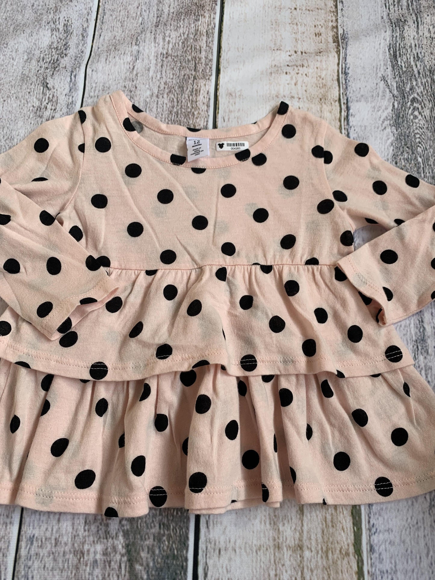Harper Canyon Girls pink | Black | polka dot Shirt Size: 12M pink | Black | polka dot