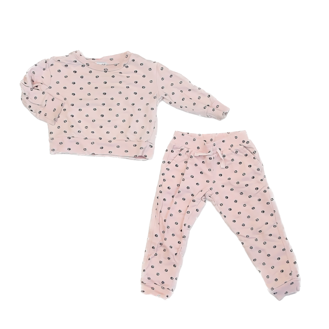 Splendid Girls Pink | Black Polka Dots Apparel Sets Size: 2T Pink | Black Polka Dots