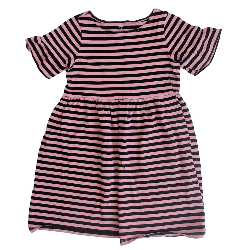 Tea Collection Girls Pink | Black Stripe Dress Size: 10 Years Pink | Black Stripe