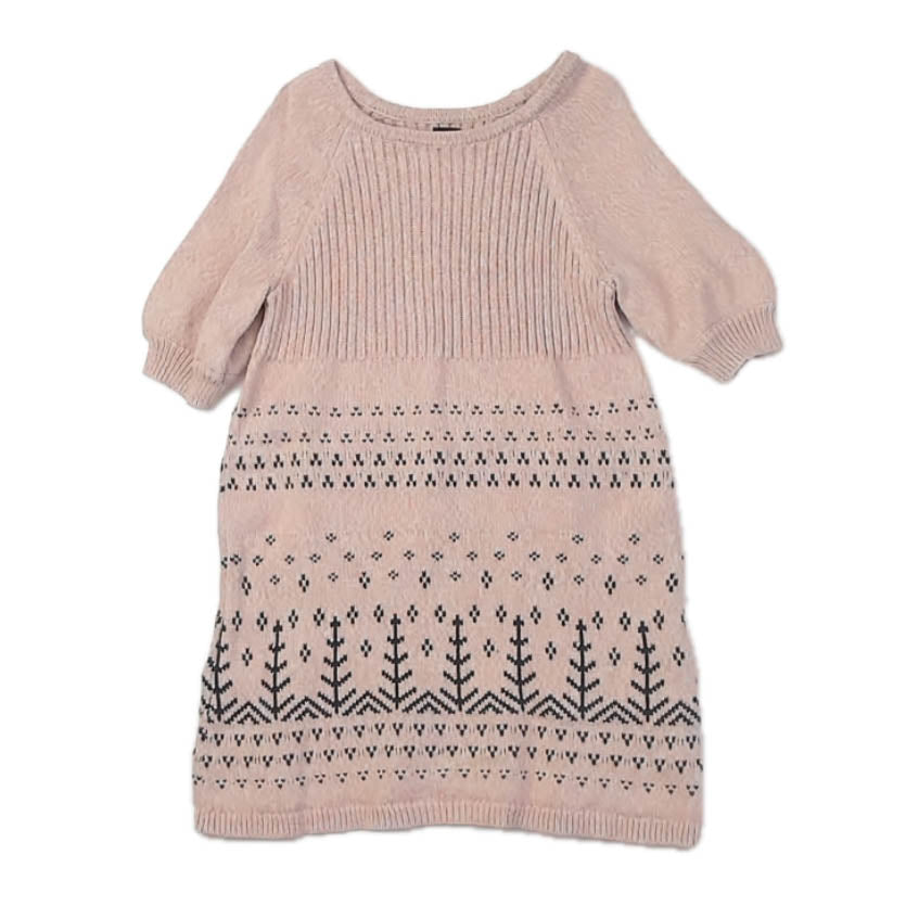 Tea Collection Girls Pink | Black Sweater Dress Size: 5T Pink | Black