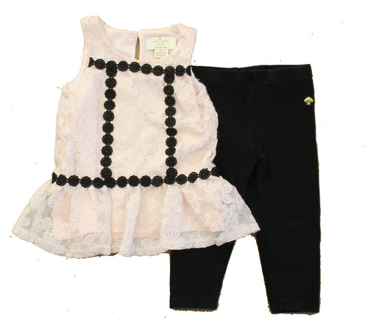 Kate Spade Girls Pink | Black Apparel Sets Size: 18 Months Pink | Black