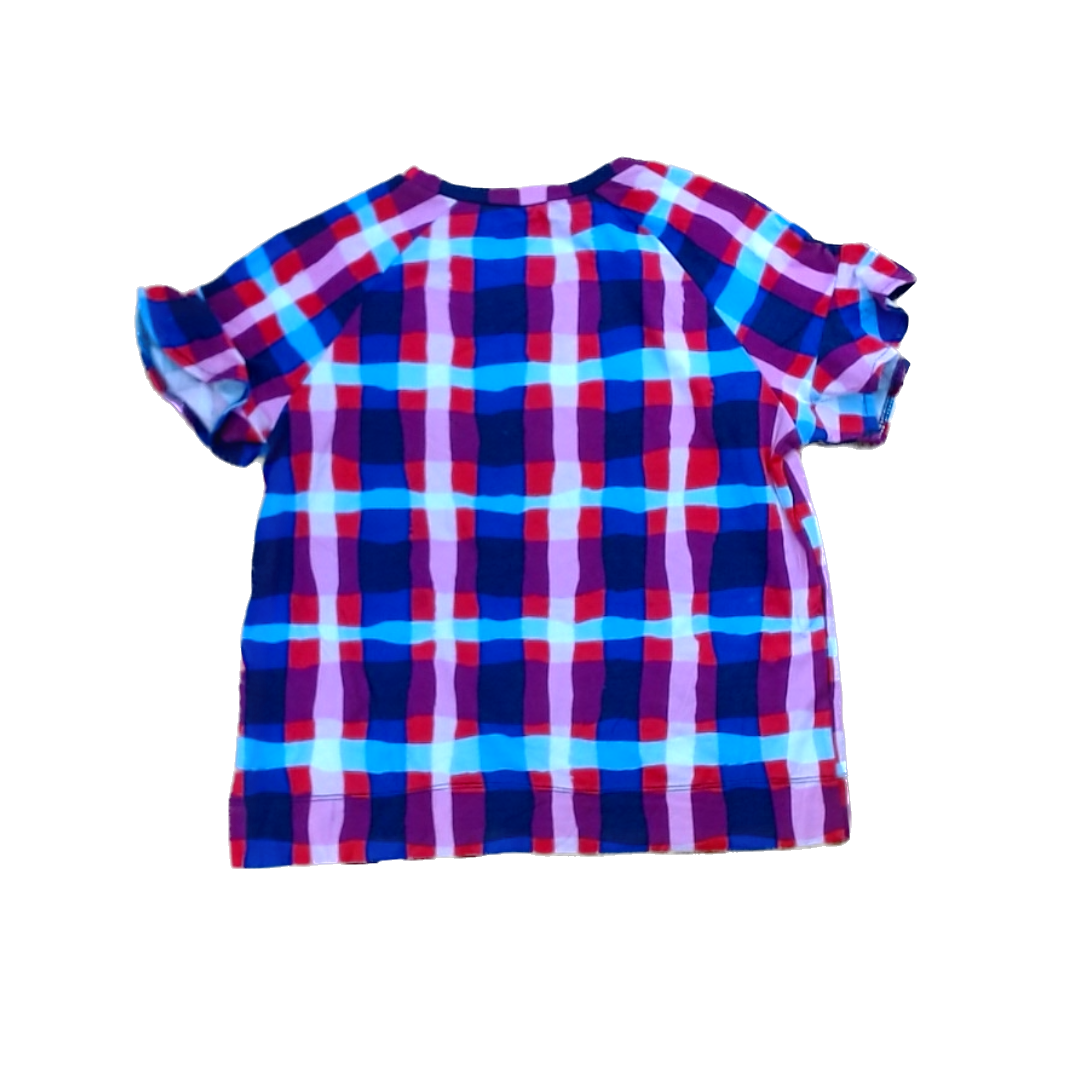 Rockets Of Awesome Girls Pink Blue and Red Plaid Short Sleeve Shirt Size: 10-12 Years Pink Blue and Red Plaid