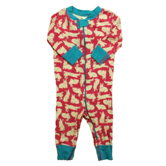 Hanna Andersson Girls Pink | Blue Bunnies 1-piece Non-footed Pajamas Size: 6-9 Months
