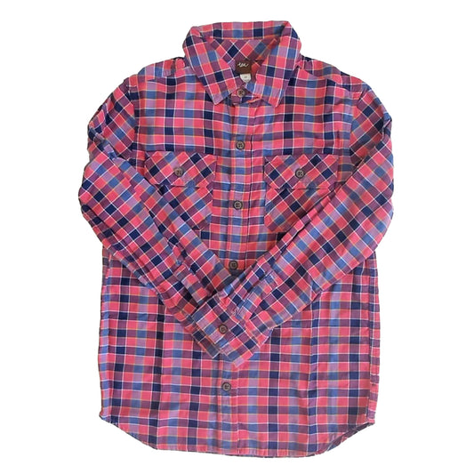 Tea Collection Boys Pink | Blue Check Button Down Long Sleeve Size: 10 Years Pink | Blue Check