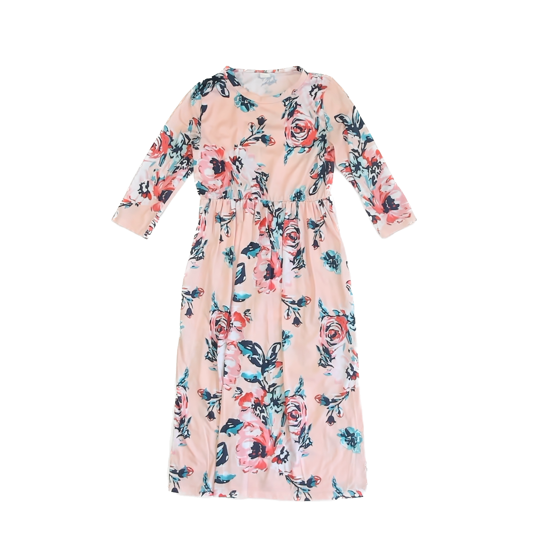 Angel Plan Girls Pink | Blue Floral Dress Size: 12 Pink | Blue Floral