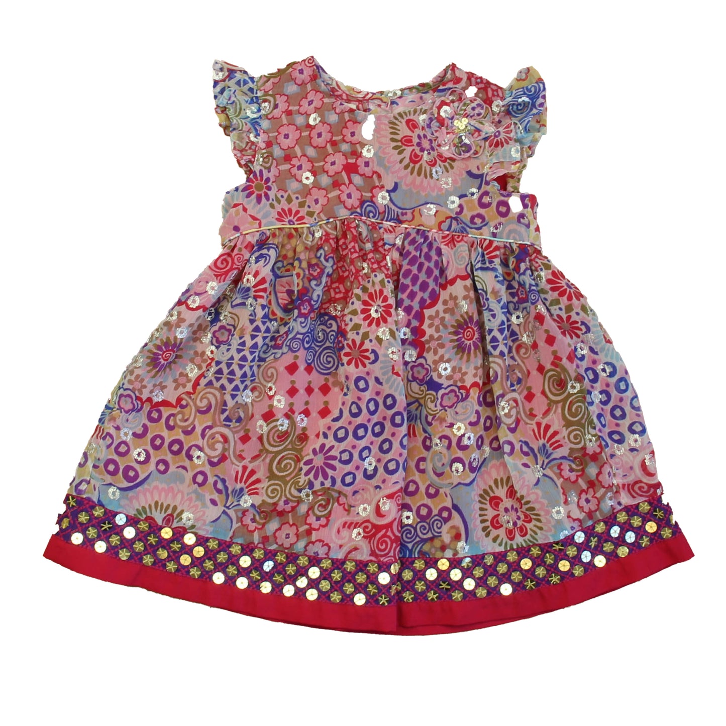 Monsoon Girls Pink | Blue Floral Dress Size: 12-18 Months Pink | Blue Floral