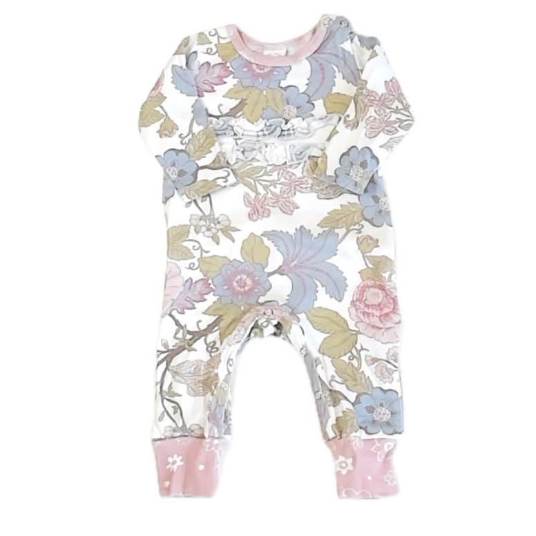 Tesa Babe Girls Pink | Blue Floral Long Sleeve Outfit Size: 3-6 Months Pink | Blue Floral
